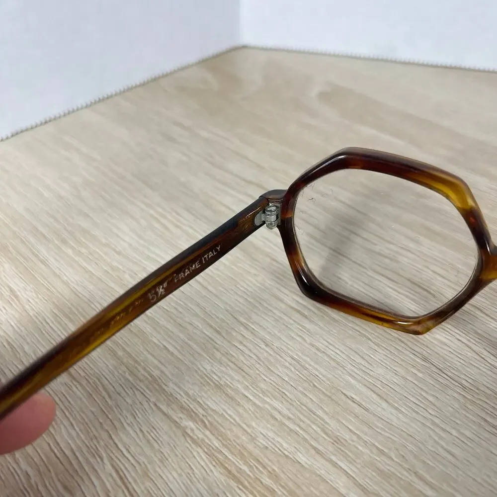Vintage Safilo Scala Hexagon Eyeglasses Havana Brown Frames 5 1/2 Italy 48-22